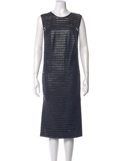 Pre-owned Akris Crew Neck Midi Length Dress In Blue