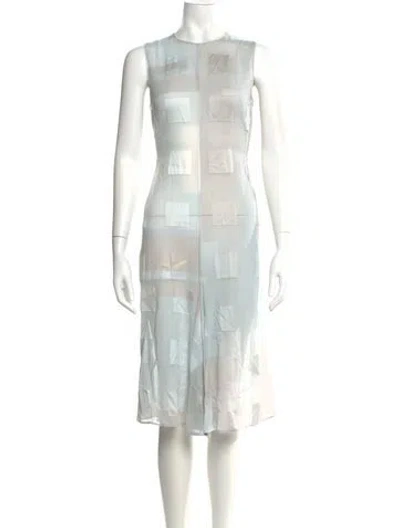 Pre-owned Akris Crew Neck Midi Length Dress In Gray