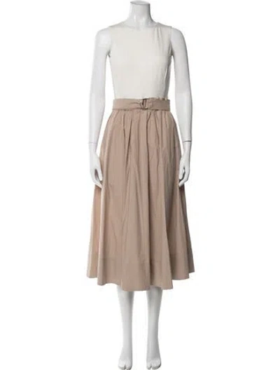 Pre-owned Akris Crew Neck Midi Length Dress In Neutral