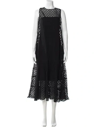 Pre-owned Akris Crew Neck Midi Length Dress W/ Tags In Black