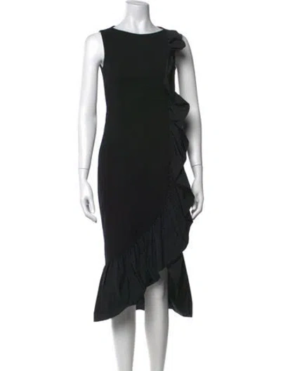 Pre-owned Akris Crew Neck Midi Length Dress W/ Tags In Black