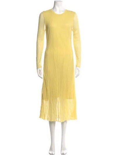 Pre-owned Akris Crew Neck Midi Length Dress In Yellow