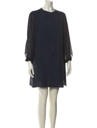 Pre-owned Akris Crew Neck Mini Dress In Blue