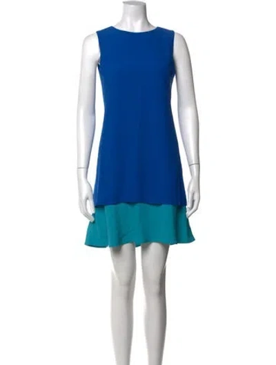 Pre-owned Akris Crew Neck Mini Dress In Blue