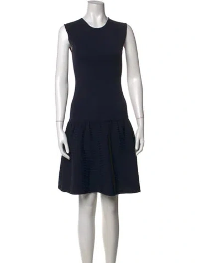Pre-owned Akris Crew Neck Mini Dress In Blue