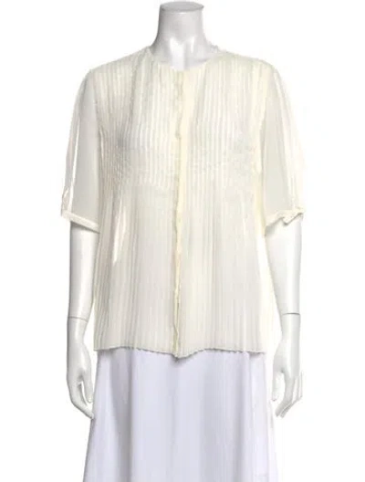 Pre-owned Akris Crew Neck Short Sleeve Blouse In Neutrals