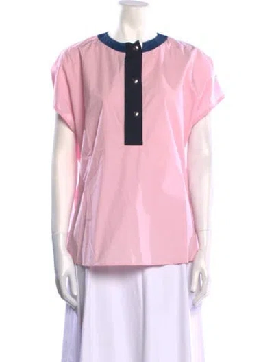 Pre-owned Akris Crew Neck Short Sleeve Blouse In Pink