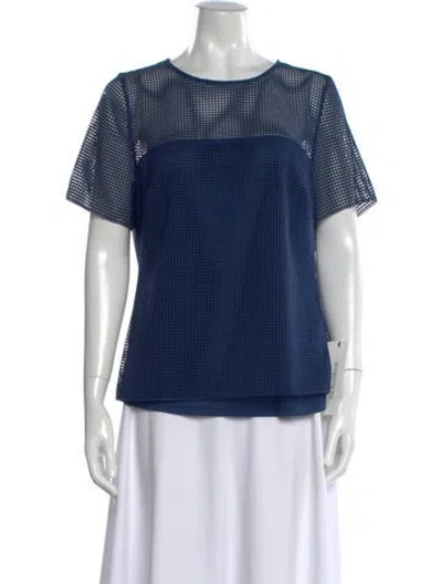 Pre-owned Akris Crew Neck Short Sleeve Top In Blue