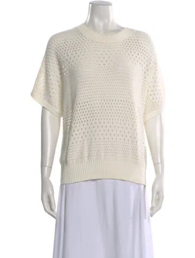Pre-owned Akris Crew Neck Short Sleeve Top In White