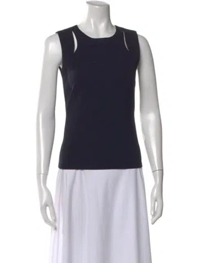 Pre-owned Akris Crew Neck Sleeveless Top In Blue
