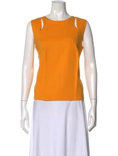Pre-owned Akris Crew Neck Sleeveless Top In Orange