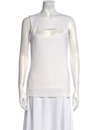Pre-owned Akris Crew Neck Sleeveless Top In White