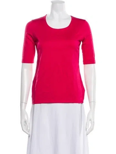 Pre-owned Akris Crew Neck Three-quarter Sleeve T-shirt In Pink