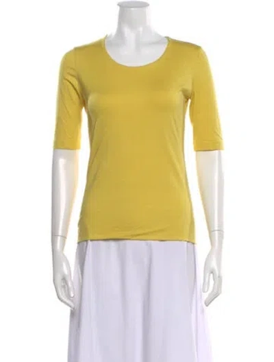 Pre-owned Akris Crew Neck Three-quarter Sleeve T-shirt In Yellow