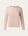 Akris Crewneck Cashmere-silk Seamless Fine Gauge Knit Sweater In Chai