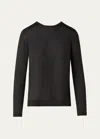 Akris Crewneck Cashmere-silk Seamless Fine Gauge Knit Sweater In Kale Green