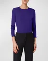 Akris Crewneck Cashmere-silk Seamless Fine Gauge Knit Sweater In Purple