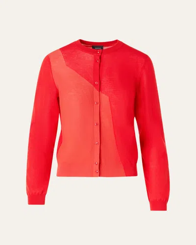 Akris Crewneck Silk-blend Cardigan In Orange