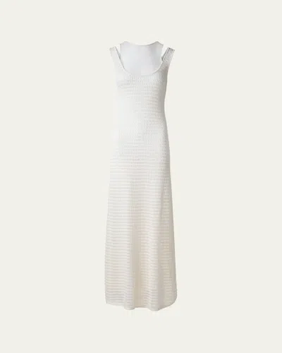 AKRIS CROCHET & KNIT LAYERED MAXI DRESS