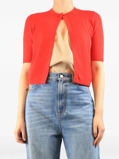 Pre-owned Akris Cropped Cardigan In Red