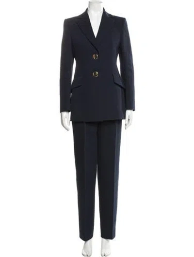 Pre-owned Akris Crystal Embellishments Pantsuit In Blue
