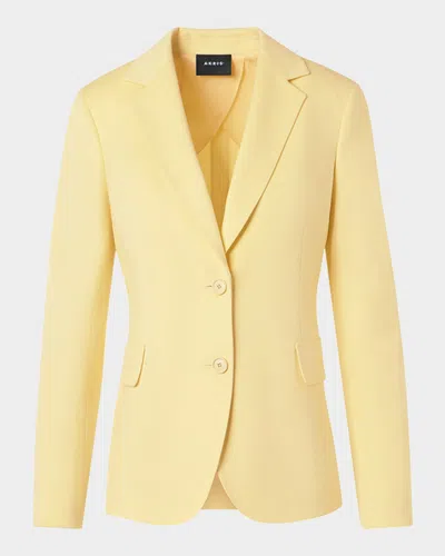 Akris Daigon Single-breasted Cashmere Blazer Jacket In Yellow