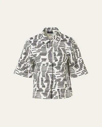 Akris Dance Movements Linen Toile Blouse In White