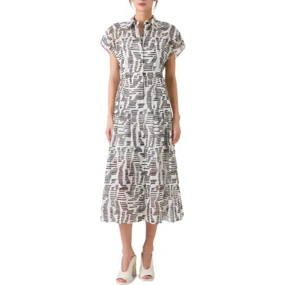 Akris Dance Movements Print Cotton Poplin Shirtdress In Gray