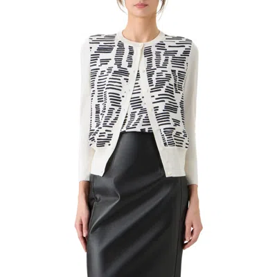 Akris Dance Movements Print Mixed Media Silk Cardigan In Multi