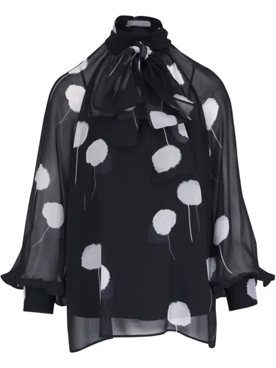 Akris Dandelion-print Blouse In Schwarz