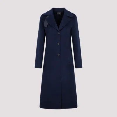 AKRIS DARK BLUE SINGLE BREASTED TRENCH COAT
