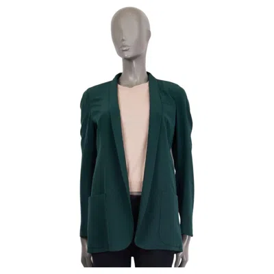Pre-owned Akris Dark Green Silk Shawl Collar Open Blazer Jacket 36 S