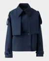 Akris David Duo Ottoman Silk Duo Trench Coat With Bolero In Blue