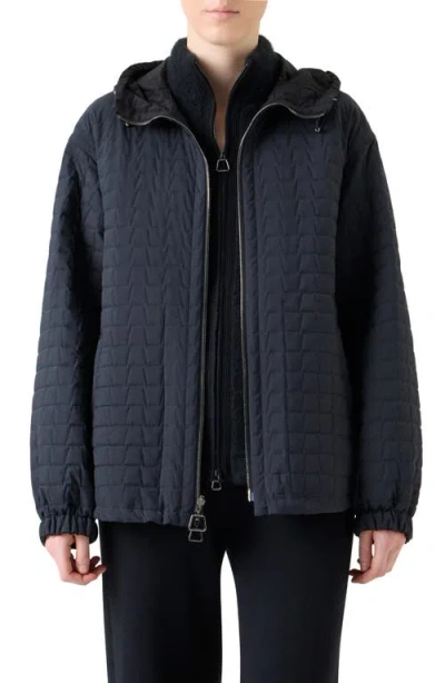 Akris Davis Trapezoid Quilted Techno Taffeta Parka Jacket In Blue