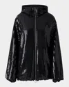 Akris Davis Sequined Chiffon Zip Parka Jacket In Black
