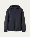 Akris Davis Trapezoid Quilted Techno Taffeta Parka Jacket In Blue