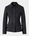 Akris Delia Cotton Denim Stretch Shirt Jacket In Black