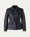 Akris Delia Nappa Leather Fitted Jacket In Black
