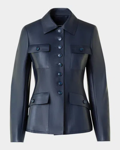 AKRIS DELIA NAPPA LEATHER FITTED JACKET