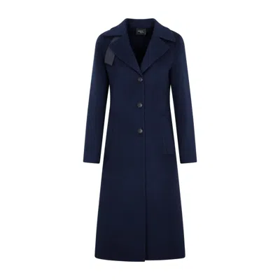 Akris Single-breasted Faby Cashmere Coat In Blue