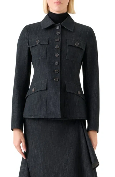 Akris Denim Shirt Jacket In Black
