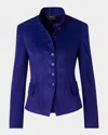 Akris Deva Suede Short Jacket In Blue