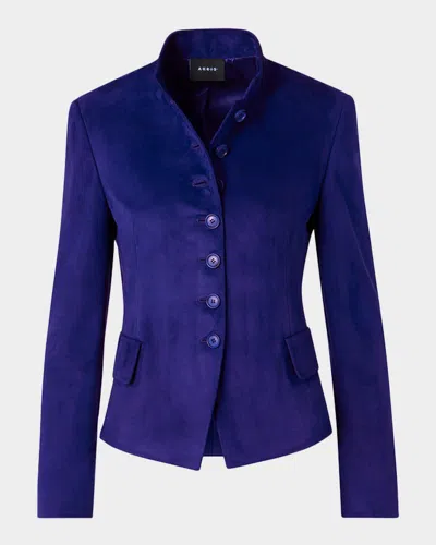 Akris Deva Suede Short Jacket In Blue