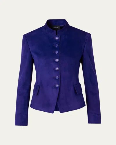 Akris Deva Suede Short Jacket In Purple