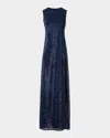 Akris Diagonal Sequined Georgette Gown In Blue