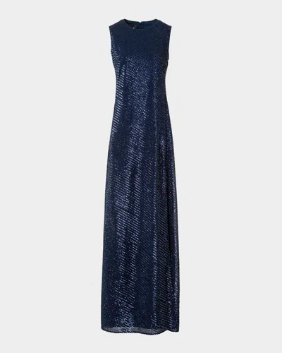 AKRIS DIAGONAL SEQUINED GEORGETTE GOWN