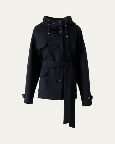 Akris Donna Belted Cashmere Parka Jacket In Black
