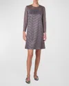 Akris Dot Embroidered Long-sleeve Mini Dress In Green
