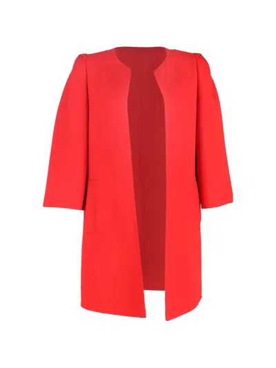 Pre-owned Akris Double-face Puff-shoulder Coat In Red