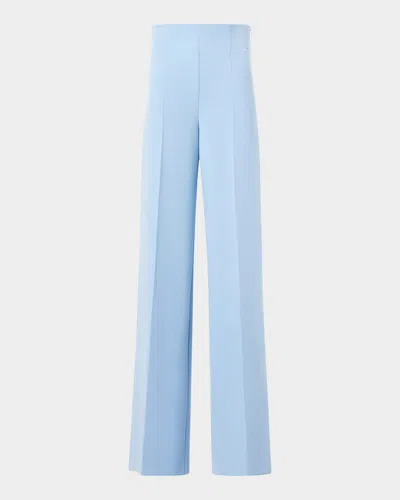 Akris Double-face Wool Bootcut Trousers In Blue